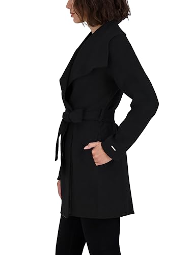 Image of TAHARI Women's Double-faced Luxury Soft Wool Blend Peacoat- Wrap Wool Coat With Removable Belt