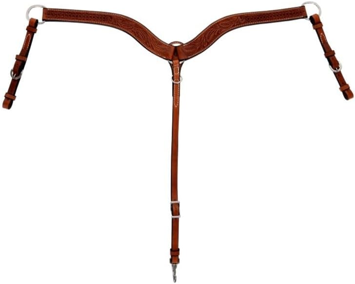 CIRCLE Y Julie Goodnight Floral/Diamond Hand Tooled Combo Breast Collar | Equestrian Sports Trail Arena Leather Collar | 4259 | Regular Oil