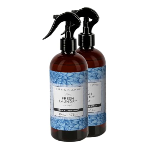 Abbey & Sullivan Linen Spray, Fresh Laundry Scent with Fresh Green Floral Musk, Pack of 2, 16 oz