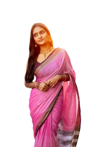 Image of DEVIKA TEXTILES Gouthami Pure Handloom Cotton Saree Pinkish Grey Narayanpet | Running Blouse Piece for Women | Traditional Indian Wear | Comfortable and Perfect for Weddings