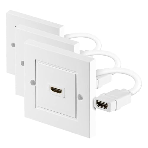 Enchufe de pared HDMI empotrable blanco Goobay 51722 toma hembra triple pack digital