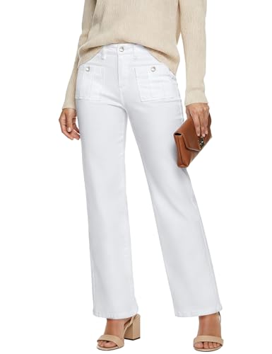 Women's Wide Leg Jeans High Waisted Stretch Straight Leg Loose De...