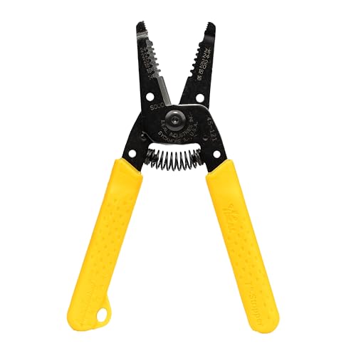 Image of IDEAL Electrical 45-121 T-6 T-Stripper - 14-26 AWG, Yellow Wire Stripper with Looping Holes, Plier Nose, Spring Loaded Automatic Opening