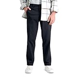 Haggar Men's Life Khaki Comfort Flat Front Straight Fit Chino Pant, Lead, 32W x 30L