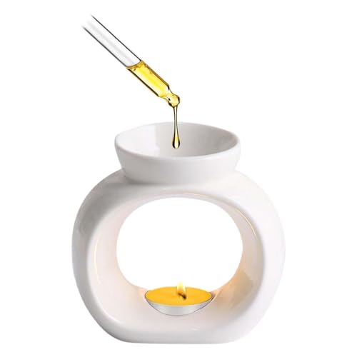 MINZHI Bruciatori a Olio in Ceramica, Profumati, Bianchi, Bruciatori di Olio Essenziale, Decorazione Camera da Letto, Atmosfera Rilassante, Altezza 10,5 cm