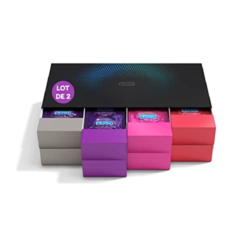 Durex - 80 Préservatifs (Lot de 2x40) - Ultra Fins - Extra Lubrifiés - Texturés - Fraise - Boîte Design