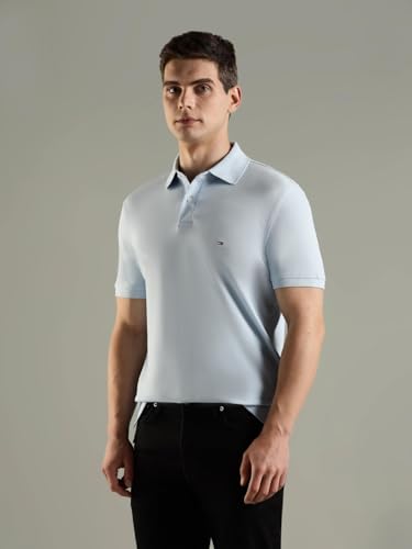 Image of Tommy Hilfiger Solid Regular Fit Cotton Polo T-Shirt