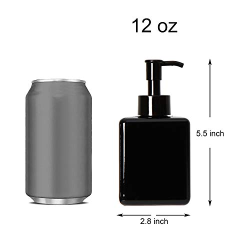 Youngever 5 Pack 350ML Black Plastic Square Pump Bottles 12 Ounce, Refillable Plastic Pump Bottles for Dispensing Lotions, Shampoos