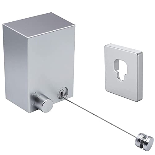 XYEJL Telescopic Clothesline - Retractable Washing Lines - Wall Mounted Laundry Drying Clothesline Washing Lines - Adjustable Stainless Steel Rope, for Balcony Bathroom Hotel,Silver