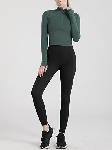 Image of Women's Athletic Half Zip Pullover Sweatshirt Workout Top Crop Quarter Zip Pullover Yoga Running Jackets