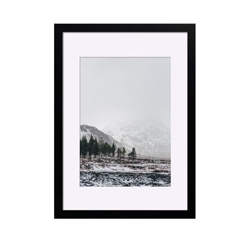 SILD A2 Poster Frame Black with A3 mount，Solid Wood Picture Frame Wall Mounted，Simple Photo Frames with HD Plexiglass(Horizontally/Vertically)