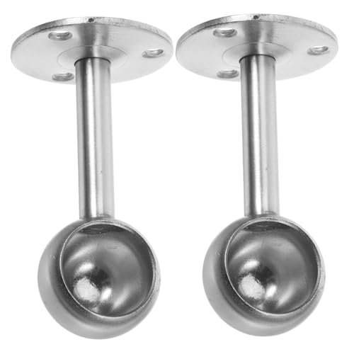 Tofficu 2 Piezas colgador de ropa soporte de techo perchas para cortinas colgadora de pared soportes para barra de techo cortina con soporte para montaje en techo Acero inoxidable Plata