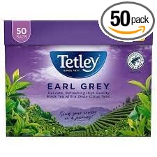 Tetley Erl Grey Refreshing Rich Quality Black tea With a Zesty Citrus Twist 50 Bags 125g (UK)