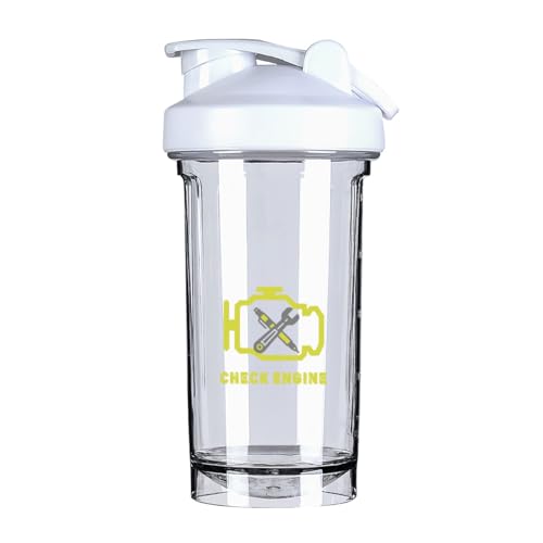 Check Engine Light Mechanic Auto Repair 5 18 Ounce Shaker Bottle Drink Mixer Leak-proof Pre Workout Protein Shakes Meal Replacement Shakes Bottles 500ML/18 Oz White-1