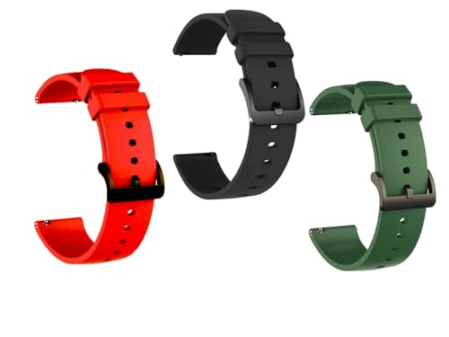 Image of IIK COLLECTION 22mm Silicone Strap for Smart Watches | Combo Pack Compatible With Noise, Fireboltt, Boat Xtend, Pebble, Boat Flash, Noise Color Fit, Ultra Smart Watch & All Watches