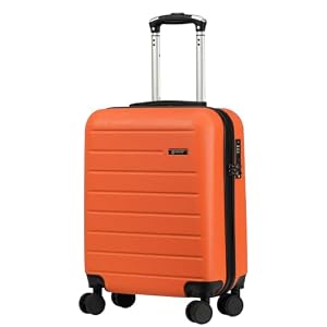 Rocklands® Lightweight 4 Wheel Hard Shell Luggage Suitcase Ryanair Cabin Travel Bag 55x40x20cm - ABS822 (Orange)