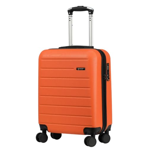 Image of Rocklands® Lightweight 4 Wheel Hard Shell Luggage Suitcase Ryanair Cabin Travel Bag 55x40x20cm - ABS822 (Orange)