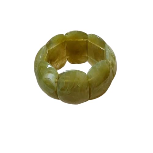 Retro Acrylic Chunky Geometric Elastic Bangle Bracelets Colorful Wide Chunky Irregular Resin Wristband Statement Bracelet for Women Fashion Party Wedding Jewelry Gifts-Green
