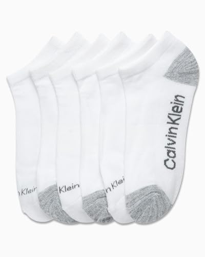 Image of Calvin Klein Womens No Show Socks - 6 Pack Breathable Cotton Blend Athletic Performance Low Cut Running Socks for Women