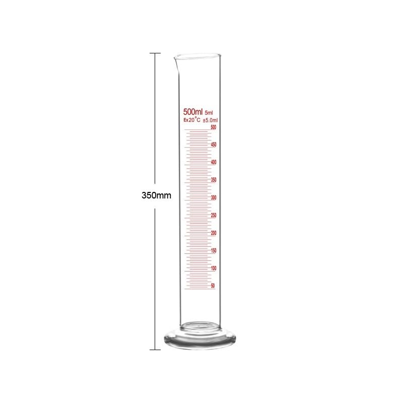 Cilindro graduato in vetro, 500 ml, cilindro graduato professionale, laboratorio chimico, misurino standard in vetro, classe A, 1 pezzo