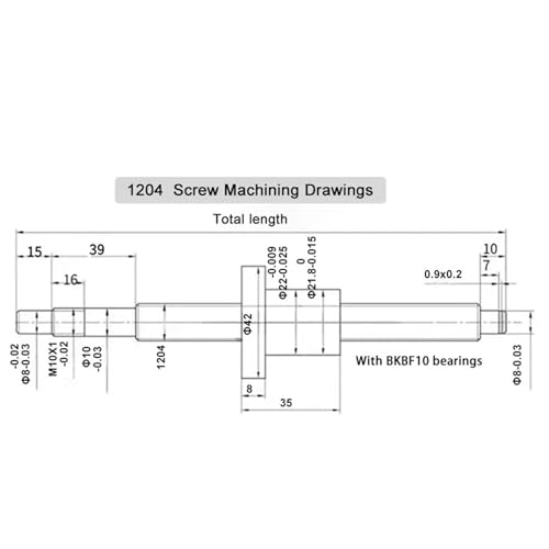 Metal Ball Screw nut end Processing SFU1204 Rolled Ball Screw C7 with 1204 Ball Nut + Nut Housing+BK/BF10 End Support+Coupler(900mm)