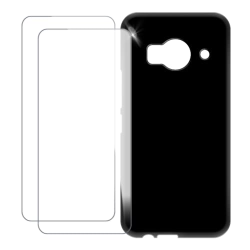 UOGNADGD Compatible with HTC One Me Case Colorful Custom Cover with 2 Pack Tempered Glass Screen Protectors - Shockproof Scratch-Resistant (Black)