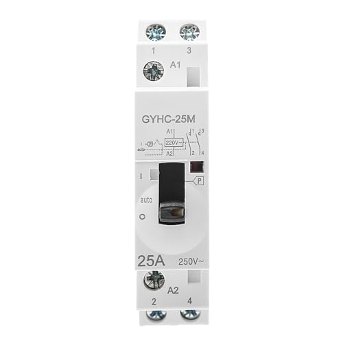 Ailao Contacteur 220V Contacteur AC Domestique Contacteur AC Monophasé 2P 25A 2NO Rail DIN Contacteur Automatique Manuel, Télécommande, Éclairage, Chauffage,...