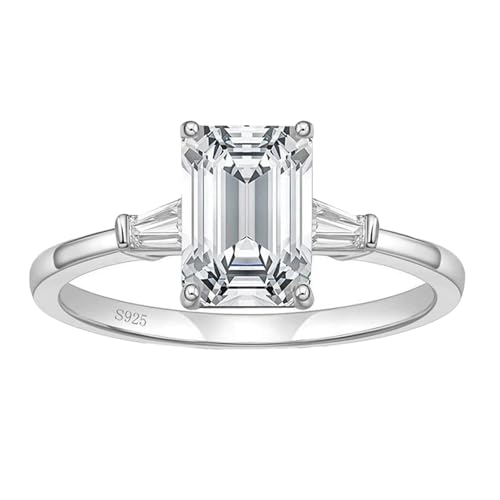 Bague fiançailles femme zircon rectangulaire 3ct argent plaqué or KnSam