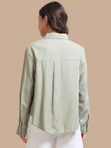 Image of Glam & Chique Women's Relaxed Fit Spread Collar Solid Casual Shirt S-2XL