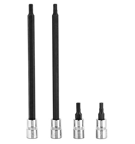 Image of BRAZEN 4mm Hex Bit Socket /Allen Driver Four Pack (1 /4 inch Drive, Multi Length)