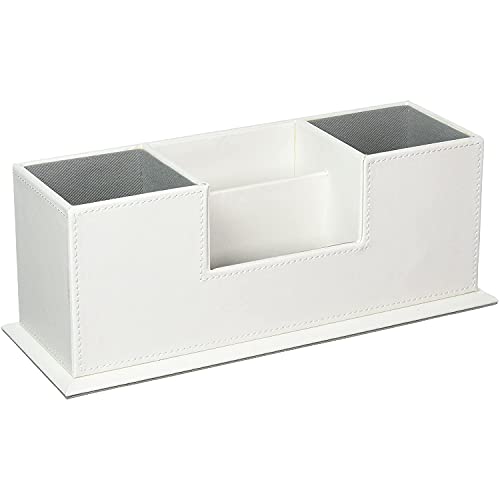 Unionbasic Desk Organizer, Desktop Caddy Leather Multi-Compartment Pen Holder Office Stationer Organizer, White #TOP6