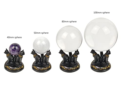 OmyLens Bast Bastet Cat Crystal Ball Stand, Ball Display, Natural Healing, Feng Shui Glass Ball Holder, Base Statue - Image 4