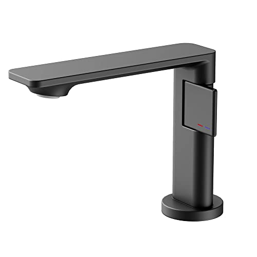 Robinet salle de bain gris en laiton avec bec extra long NBYGSC pour lavabo