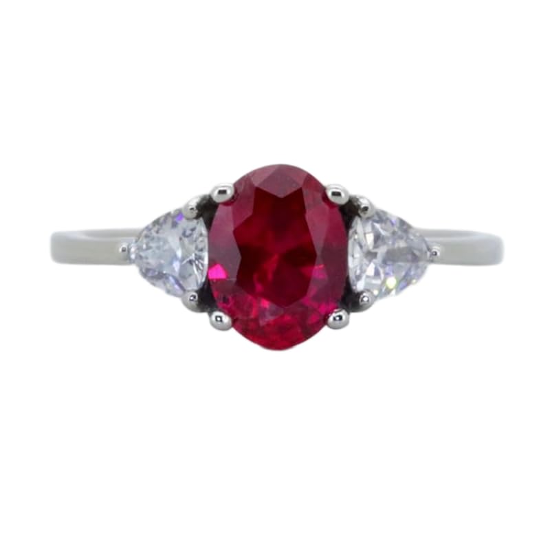 Bague en argent sterling 925 et rubis naturel sertie de pierres CZ étincelantes