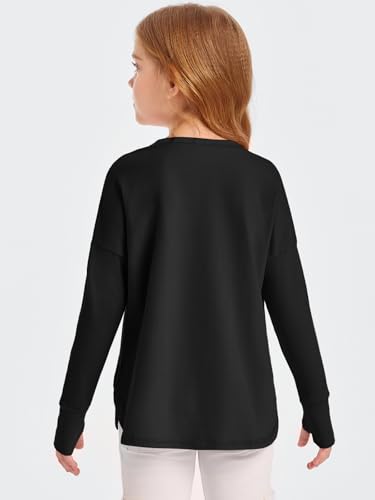 Meninas Camisetas Atléticas Manga Longa Ativo Secagem Rápida Tops Crianças Ginásio Yoga Camisetas co