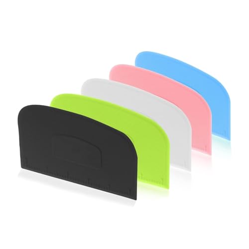 5 Pcs Trapezoidal Silicone Scraper Plastic Cake Cream Scraper Cake Pizza Food Pastry Fudge Making Flour Bread Cutter Scraper Baking Tool For Kitchen Dough