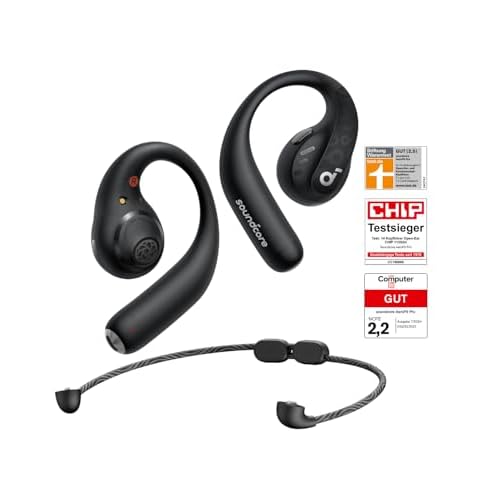 soundcore by Anker Open-Ear Kopfhörer AeroFit Pro, 46h Akku, Intensiver Sound LDAC, Ultra leicht, Bequem, Ergonomisches Design, Bluetooth 5.3, IPX5 Wasserschutz, App, Kabellos Tiefschwarz