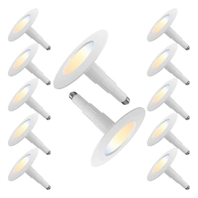 Jolux 12-Pack 5CCT Retrofit LED Recessed Lighting 6 Inch,Selectable 2700K/3000K/3500K/4000K/5000K,12W=60W,800Lumen,Dimmable Can Lights,Simple Installation Adjustable Retrofit Downlight,Bevel Trim