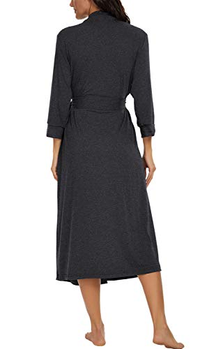 VINTATRE Women Kimono Robes Long Knit Bathrobe Lightweight Soft Knit Sleepwear V-neck Casual Ladies Loungewear