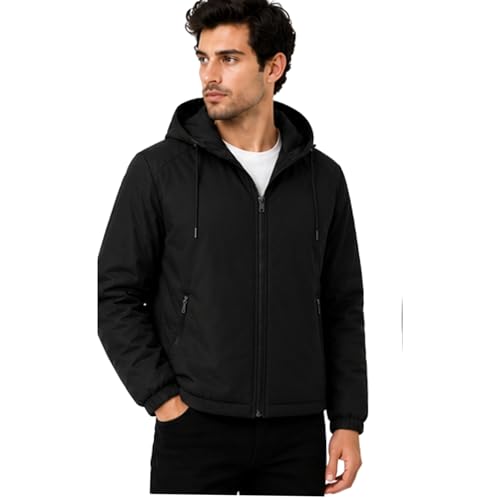 Image of Rain Jacket for Men Waterproof for Bike Riders with Adjustable Hood Along with Inner Pockets,Waterproof Raincoat with Polyester Jacket, Zipper Pockets & Elastic Cuffs For Bike, Travel & Daily Wear