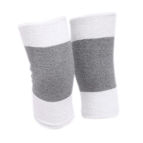 HOODANCOS Knee Support Elastic Weave Sleeves Thicken Warm Kneepad for Winter Sports Cycling Ergonomic Design for Joint Protection Muscle Relief Suitable for Men Women White Grey