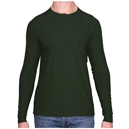 MERIWOOL Men's Base Layer Long Sleeve Henley - Lightweight Merino Wool Thermal