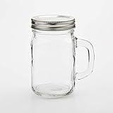 FASHIONCRAFT 12Ounce Perfectly Plain Glass Mason Jar With Handle, 6 Pieces