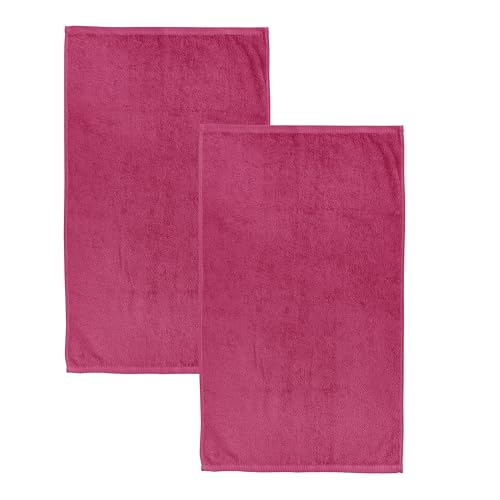 Image of Catherine Lansfield Quick Dry Cotton 90x140 cm Bath Sheet Pair Hot Pink