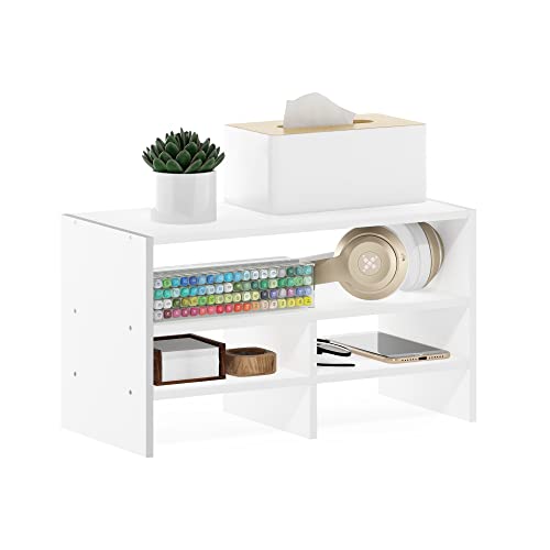 Furinno Hermite Bibliothèque de Bureau, Engineered Wood, Blanc, 19,8 (D) x 41,7 (W) x 23,6 (H) cm