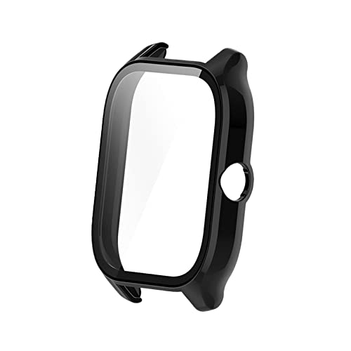 LICHIFIT Amazfit GTS4用保護ケース カバー PCフレーム 強化ガラスフィルム 一体型 スマートウォッチカバー 脱着簡単 耐衝撃 傷防止軽量 おしゃれ アクセサリー (ブラック)