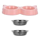 LIOOBO Pet Food Water Feeding Dish Double Stainless Steel Bowls Non-Slip for Dogs Cats Adorable Butterfly Shape for Small to Large Animals