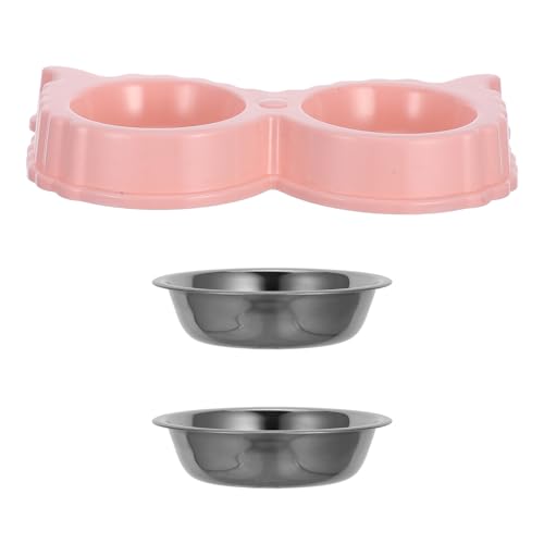 LIOOBO Pet Food Water Feeding Dish Double Stainless Steel Bowls Non-Slip for Dogs Cats Adorable Butterfly Shape for Small to Large Animals