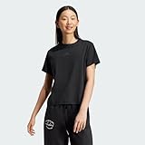 Adidas Mujer Signature Graphic Print T-Shirt, Black, M