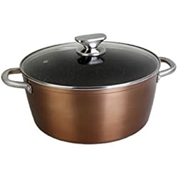 Cacerola De Cobre Precio WECOOK! Professional Cazuela Alta Inducción con Tapa de Cristal 28 cm, Antiadherente Ecológico sin PFOA, Aluminio Forjado, Color Cobre, 2,8 mm Espesor, Asas de Acero Inoxidable, Vitrocerámica, Gas